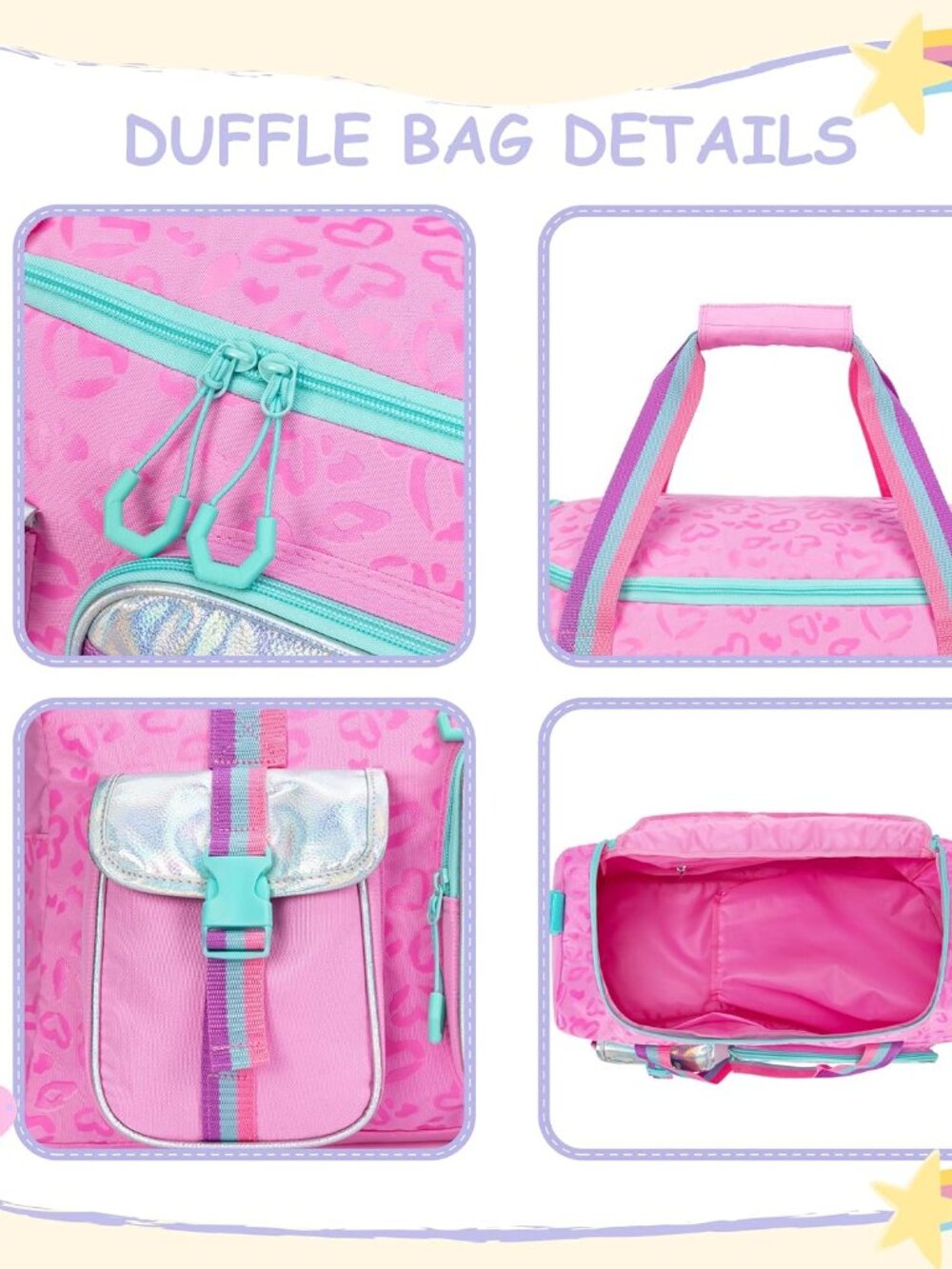 Kids Duffle Bag Girls Women Travel Bag Gifts Overnight Bags for Girls Women Tote - Picture 5 of 6